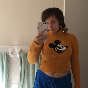 disney forever 21 cropped turtleneck mickey mouse